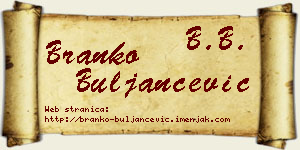 Branko Buljančević vizit kartica